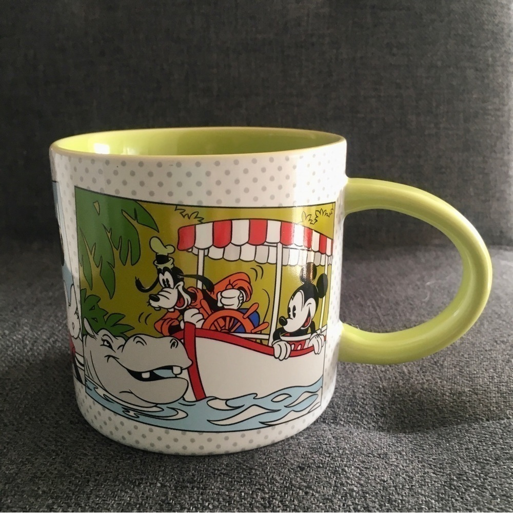 Disney Characters Mug, White, Lime Green, 15 oz